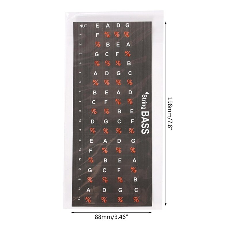 1 Sheet Bass Scale Label Stickers Bass Fret Stickers Musical Note Bass Decals