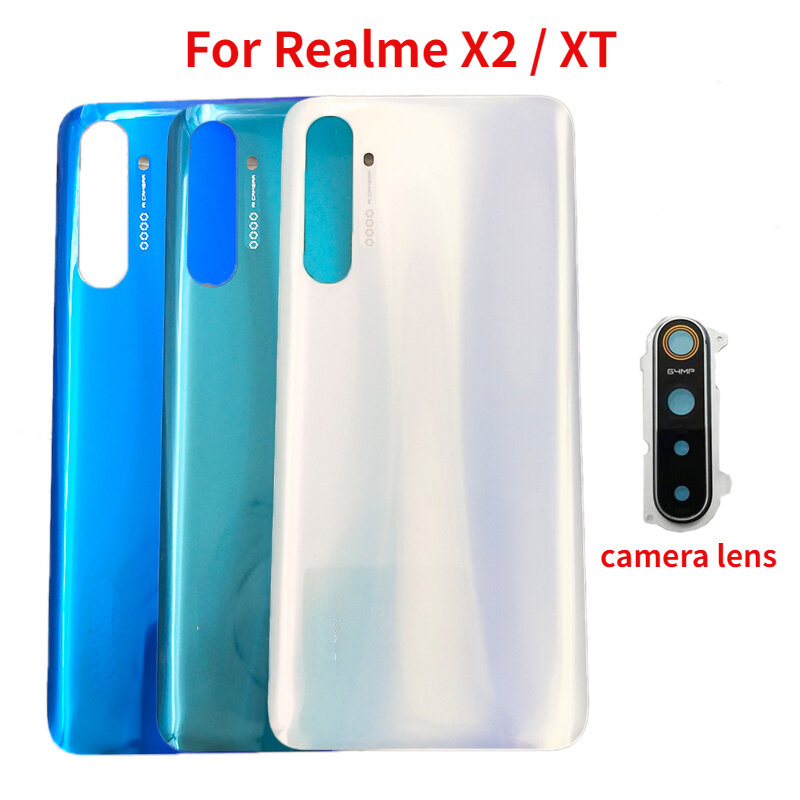 Kaca belakang untuk Realme X2 XT rmxmelayang 1992 1993 rmx1981 penutup baterai belakang casing perumahan pintu pengganti dengan lensa kamera