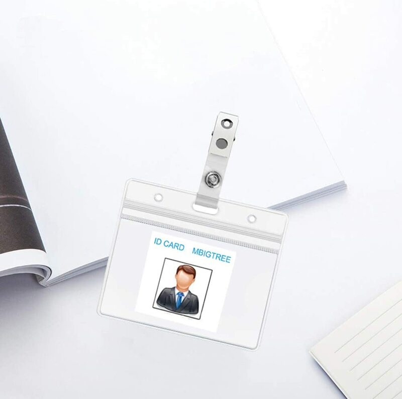 20 Pcs กันน้ำโปร่งใส PVC Clear Card Holder กรณีที่มีคลิปโลหะพลาสติก ID การ์ดป้องกันบัตรเครดิต Bank ID Card