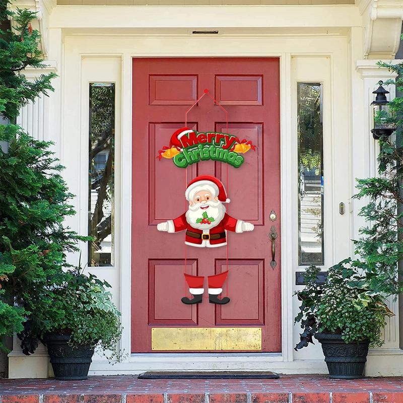 Hiasan Natal spanduk pintu teras dekorasi Natal untuk rumah 2023 ornamen hadiah Natal Navidad 2024 dekorasi Tahun Baru
