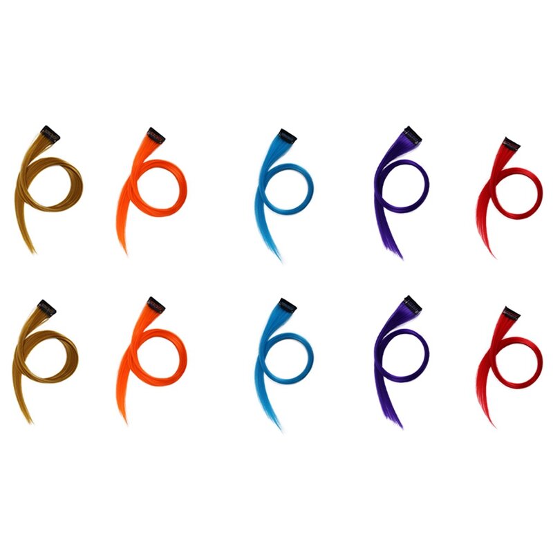 Arco-íris Destacado Multi-Color Extensão Do Cabelo, Hairpin Durável, Longo Clipe Reto, Trimmable Para Cabelo Falso, 3.2x 55cm