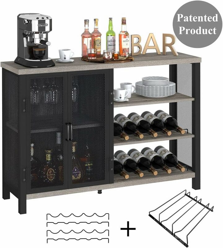 Los industriales tienen armarios de bar con bastidores de vino, bar de campo con bastidores de vino, gabinetes de barra de café con casilleros, gabinete de vino