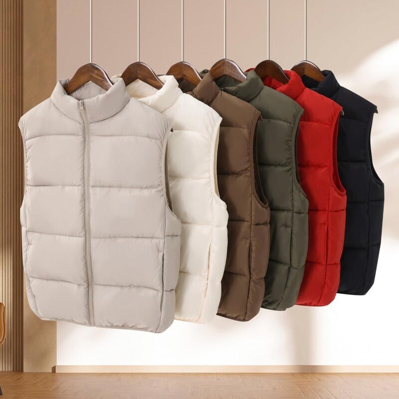Space down cotton vest men and women wear solid color thickened warm vest vest cold autumn and winter couple models