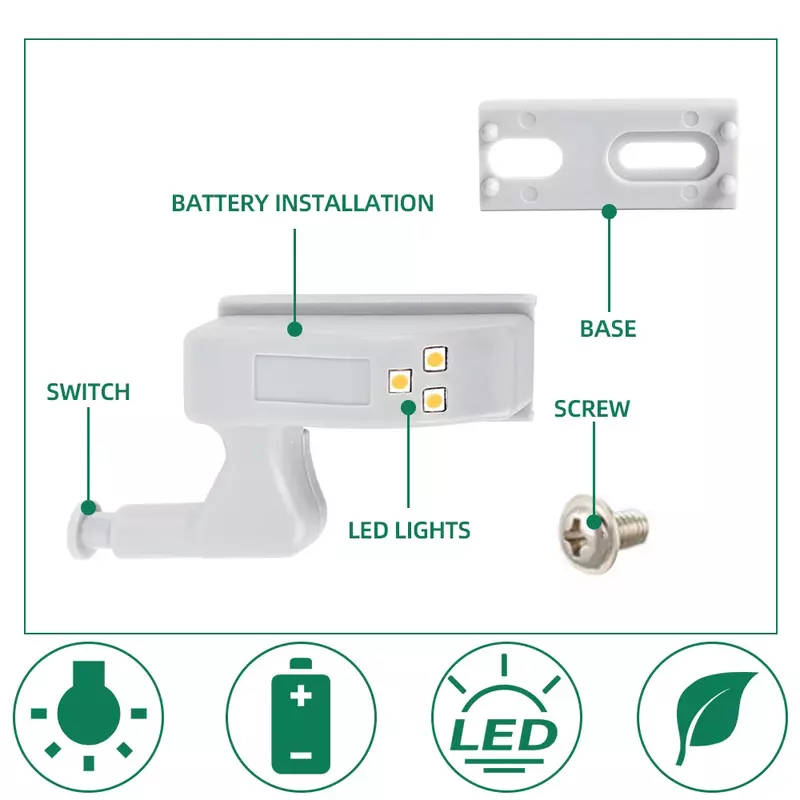 Lampu engsel dalam LED Universal 12/1 buah, lampu Sensor lemari pakaian, lampu dekorasi lemari dapur kamar tidur