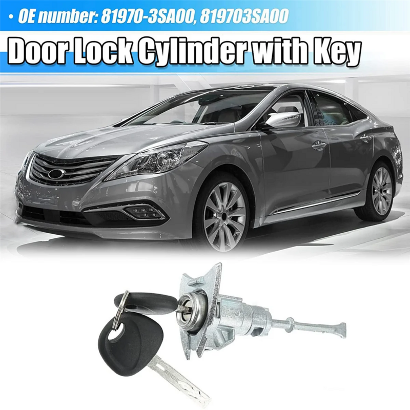 Cilindro de bloqueio da porta frontal com 2 chaves para Hyundai Sonata 2009-2014, 81970-3SA00, montagem chave secundária, motorista esquerdo