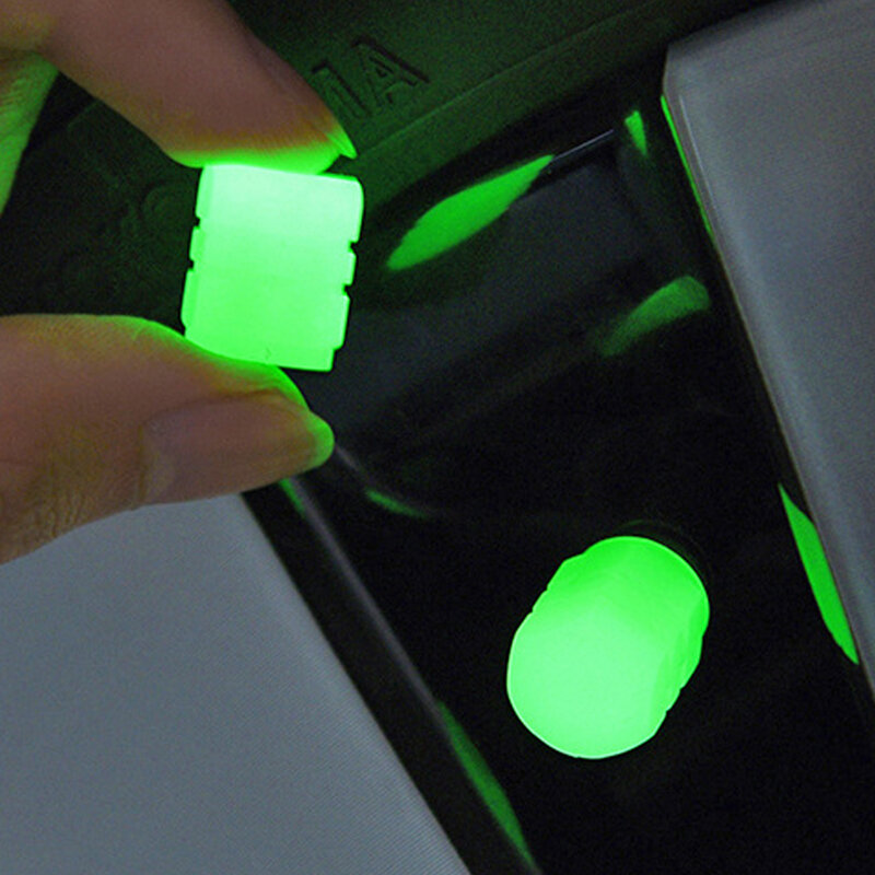 1-16Pcs Luminous Car Tire Valve Caps Fluorescent Night Glowing Valve Cover Green Dustproof Tyre Valve Stem Caps Auto Accessories