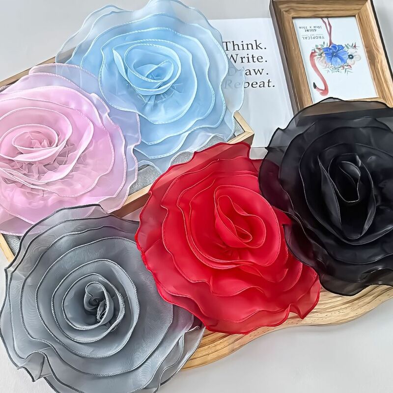 Handmade Rose Flower Patch para Vestuário, Acessórios Broche, 3D Flower Corsage, Organza, DIY Flor Peito, Vestido, Decoração Pescoço, Moda