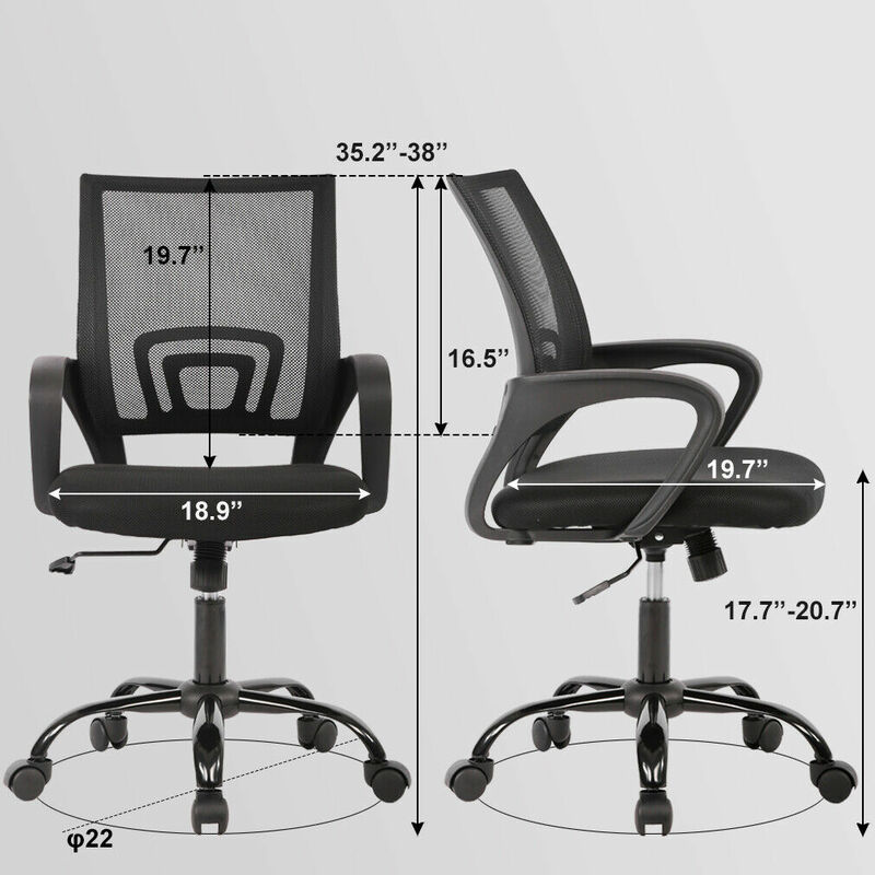 Kursi kantor rumah ergonomis, dudukan meja jala kursi komputer dengan dukungan Lumbar sandaran tangan, kursi putar eksekutif dapat disesuaikan