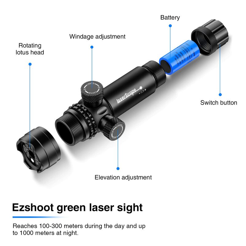 CVLIFE-Visée laser à point vert pour fusil, lunette de visée avec pressostat, Picatinny, montage, chasse, 532nm