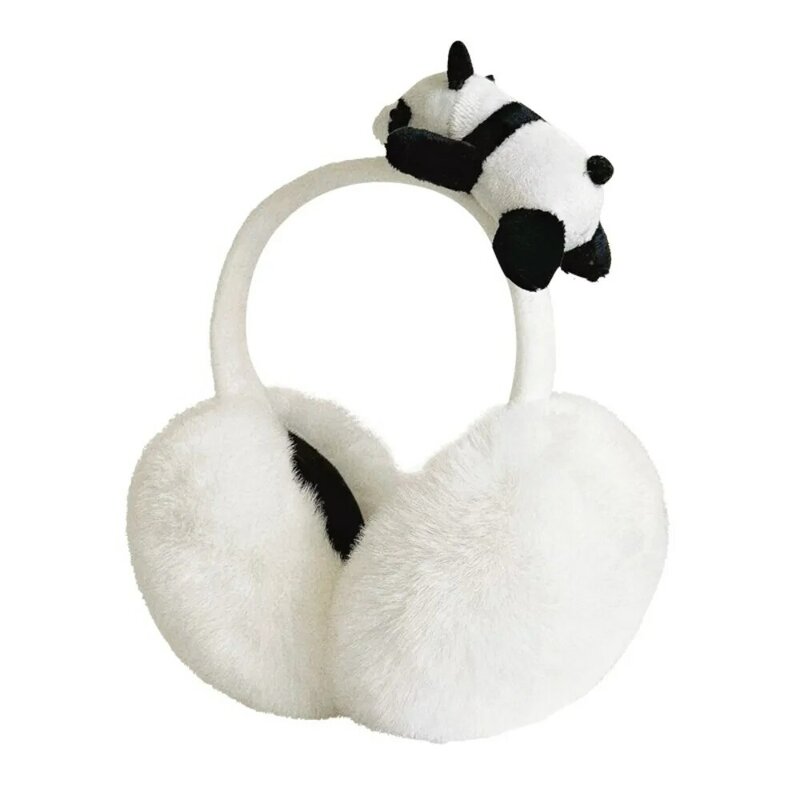 Penutup telinga wanita, penghangat telinga lembut bentuk Panda lucu tahan angin perlindungan dingin penutup telinga lipat