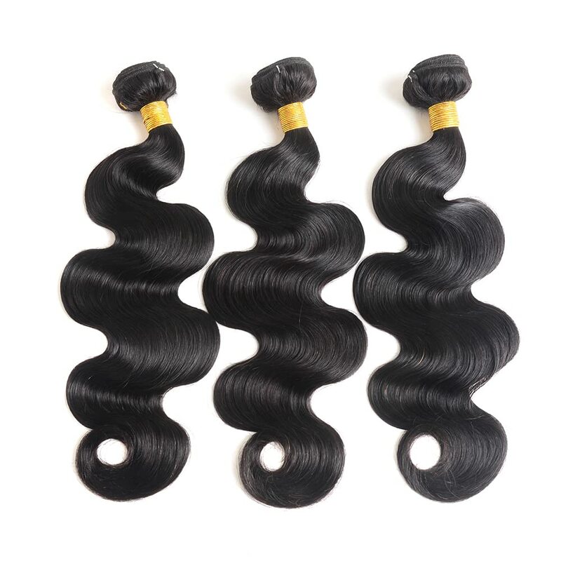 10A Body Wave Bundles Human Hair 18 20 22 Inch Brazilian Virgin Human Hair Bundles Body Wave 100% Unprocessed Weave Bundles #1B