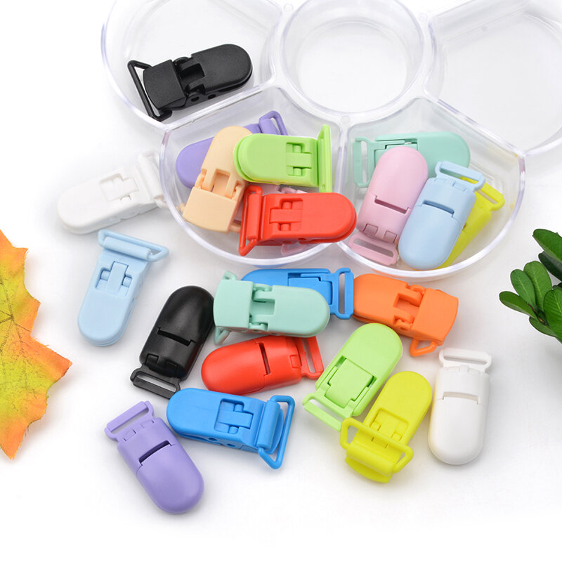 10 개/몫 아기 젖꼭지 플라스틱 걸쇠 20mm 다채로운 실리콘 구슬 체인 유아 젖꼭지 클립에 대 한 액세서리 먹이 도구 만들기