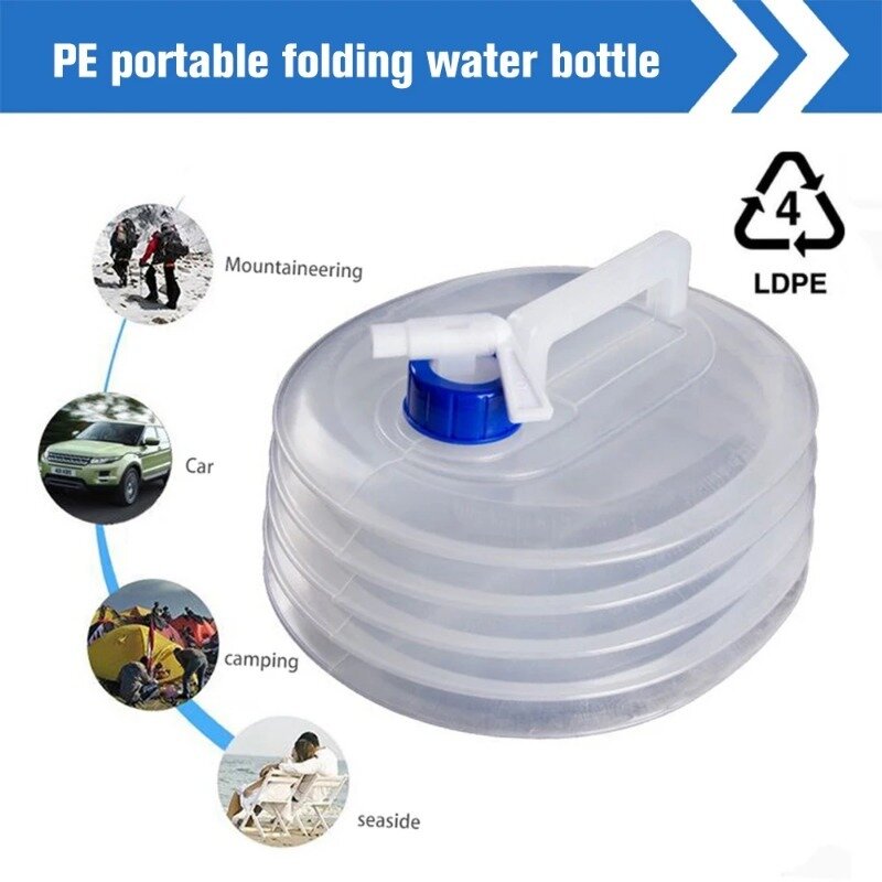 Bolsa de agua de almacenamiento plegable, Sellado seguro, gran capacidad para beber, adecuada para viajes, camping y otros equipos de emergencia