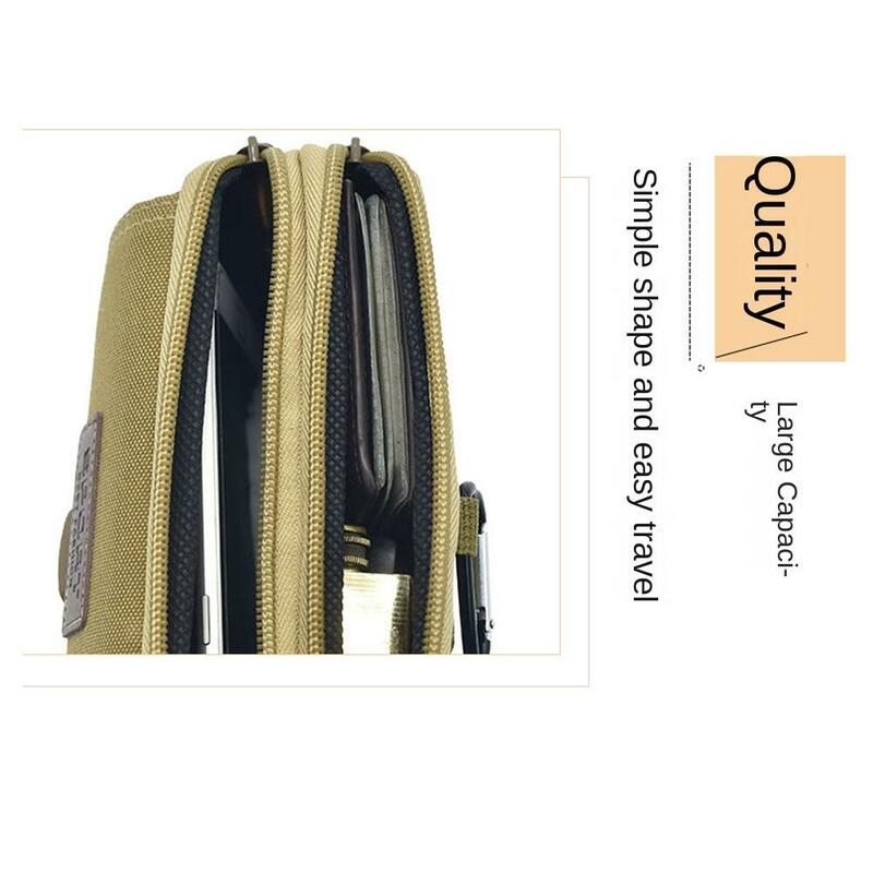 Khaki/black/green Casual Cell Phone Purse Oxford Fabric Horizontal/Vertical Waist Running Bag Waist Bag Multi-function