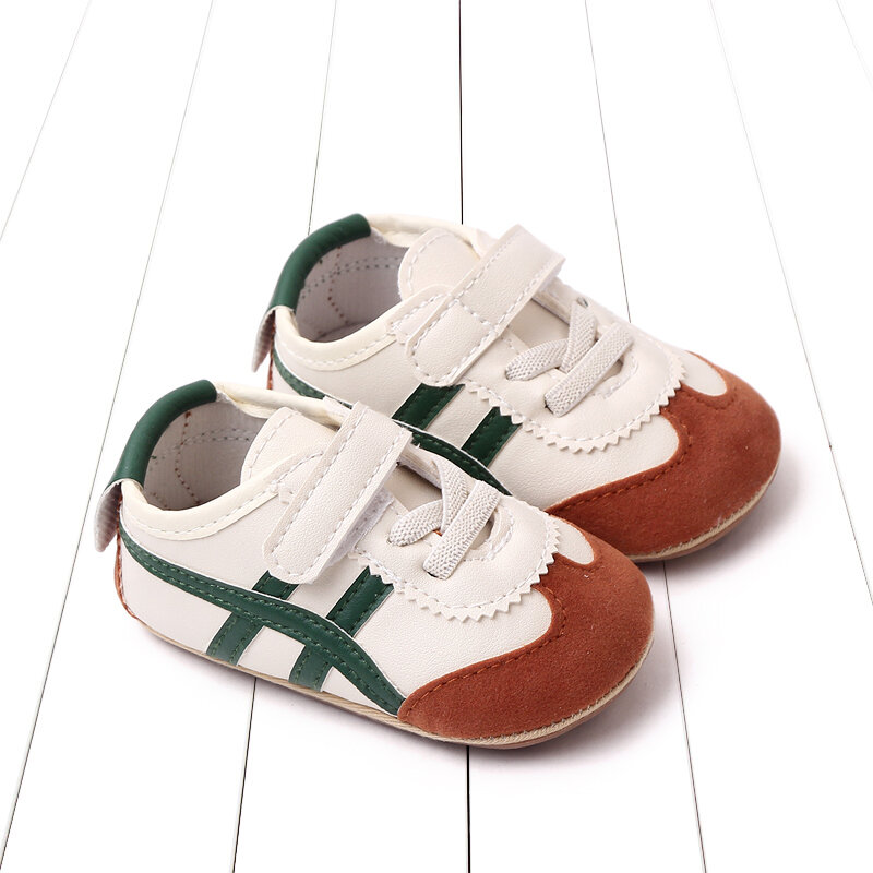 Zapatos de primeros pasos para bebé, zapatillas infantiles, suela de goma antideslizante, Color de contraste