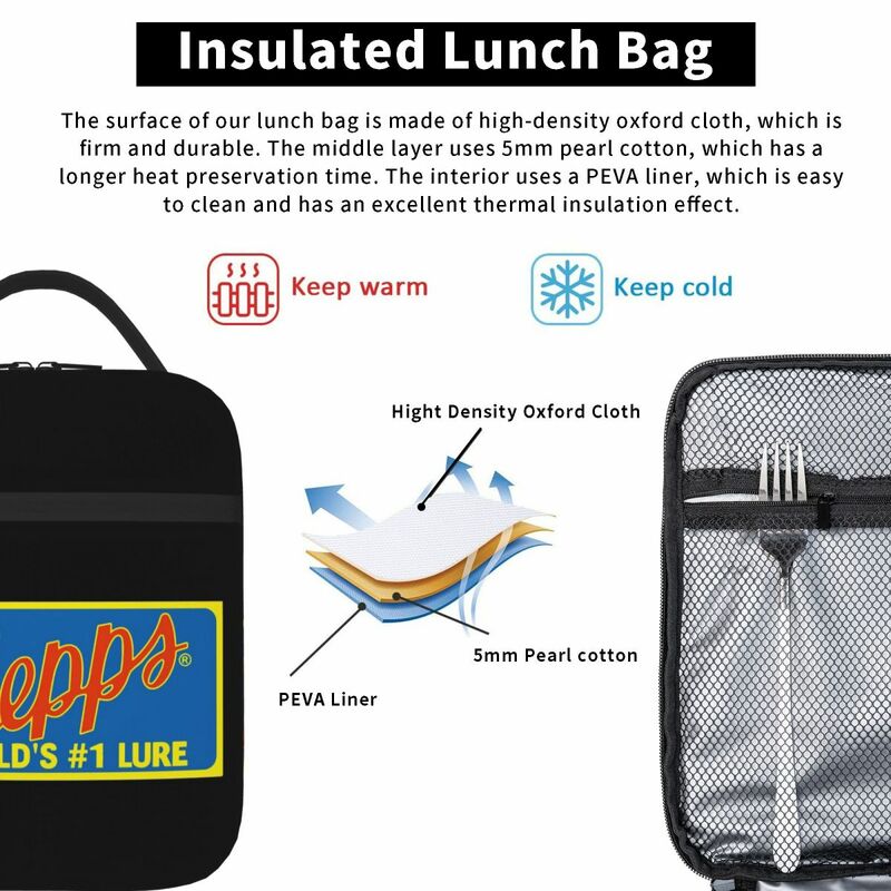 Mepps世界的なルアーポケットランチバッグ、断熱ランチトート、防水弁当箱、女性と子供のための漏れ防止ピクニックバッグ、1