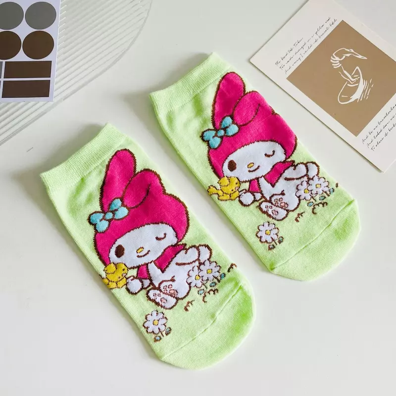 Kawaii Sanrio Hello Kitty My Melodie Cinnamoroll Cartoon Boot Sokken Ventileren Korte Sokken Dun Katoen Kerst Meisje Cadeau