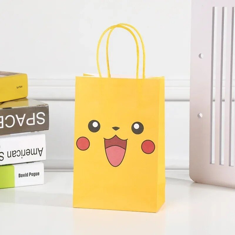 Bolsa de papel de dibujos animados de Pokémon, embalaje superior de 12 piezas, Pikachu, figuras de acción, juguetes, pasatiempos