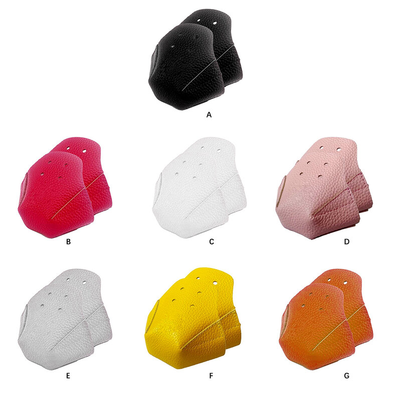 1 Pair Skates Anti-friction Feet Toe Cap Guard Leather Skating Cover with 4 Holes Protector Outdoor Training Pink