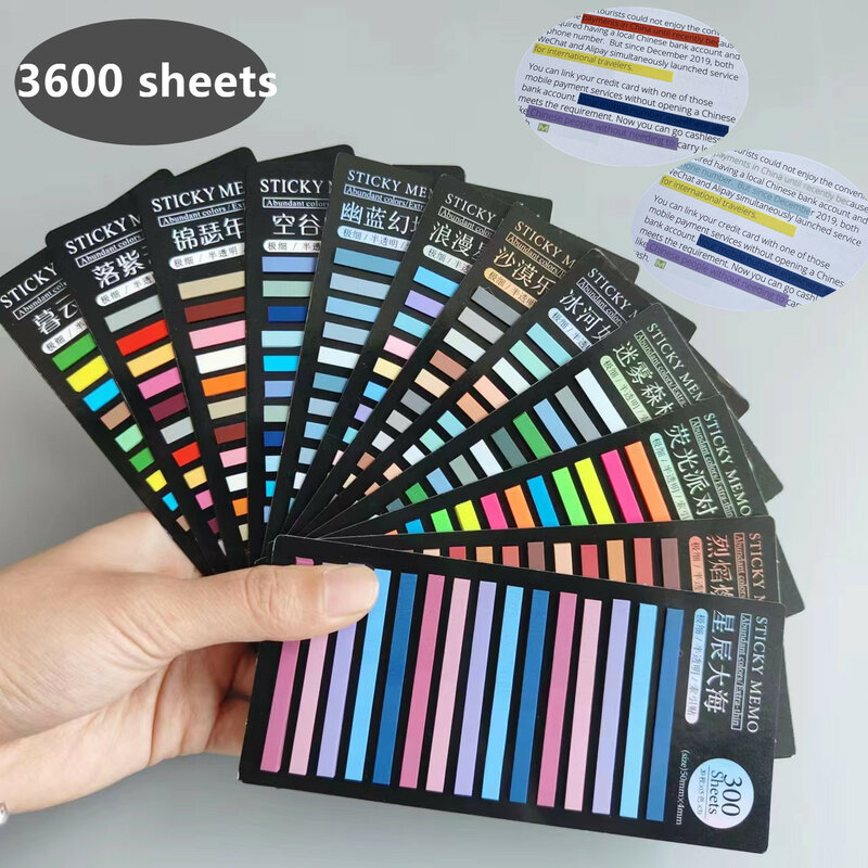 3600 Sheets Transparentes Sticky Notes Self-Adhesive Annotation  Read Books Bookmarks Tabs Notepad Aesthetic Stationery
