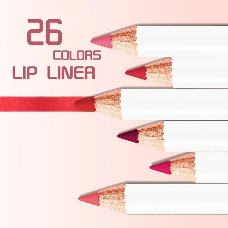 26 Color White Box Lipliner Long Lasting Private Label Makeup Products Lip Pencil Wholesale