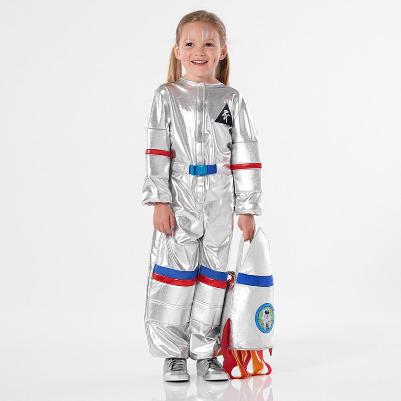 Unisex bambino ragazze astronauta tuta fantasia vestire ragazzi bambini Robot Costume bambino 3D razzo Costume di Halloween 2023