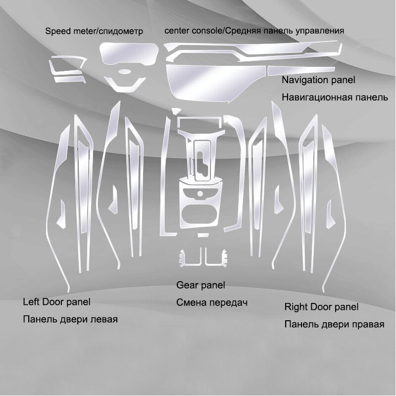 TPU per Ford Territory 2019-2021 pellicola protettiva trasparente adesivo per interni auto controllo centrale pannello di sollevamento per porte e finestre del cruscotto
