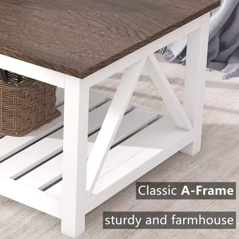 Farmhouse Coffee Table Coffee Tables for Living Room Furniture Home Rustic Vintage Living Room Table With Shelf 40 White Coffe
