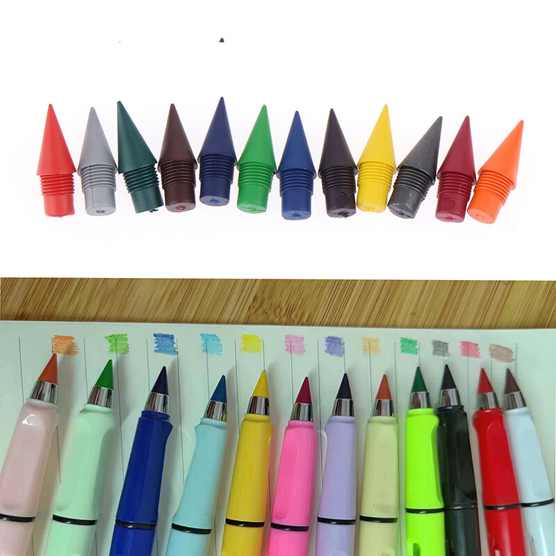 Juego de lápices reemplazables de colores, accesorios de escritura de bocetos de arte, suministros de papelería escolar para estudiantes, Punta 2B, 12 colores, 10 piezas
