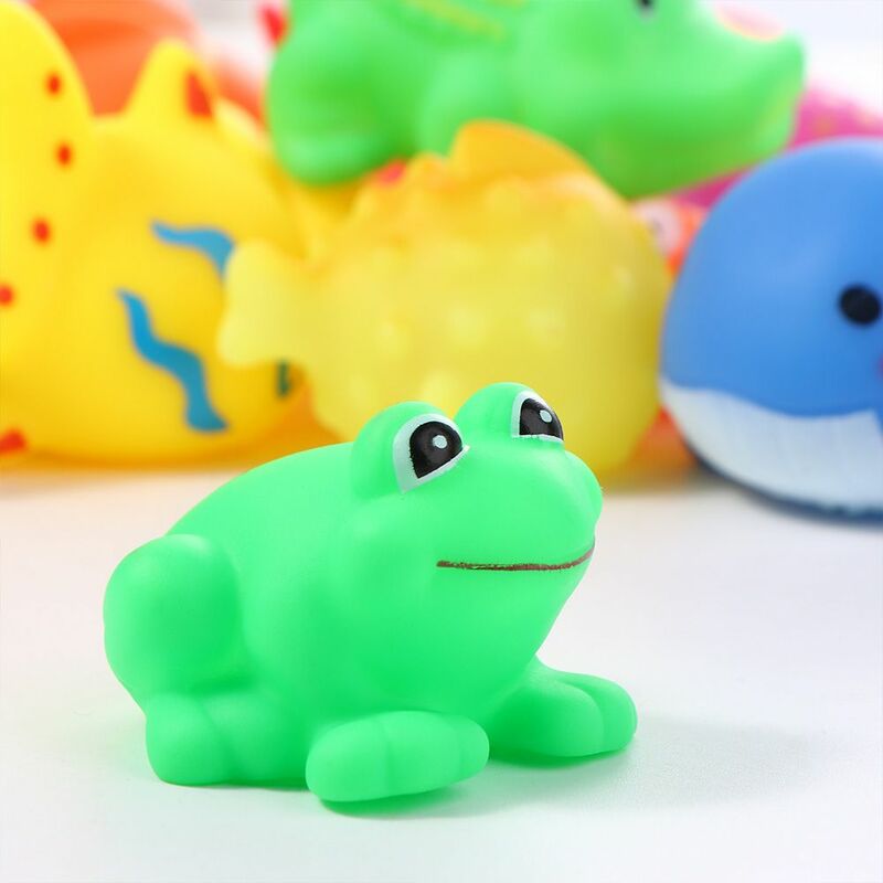 Cute Cartoon Animal Baby Bath Brinquedos Borracha Macia Float Squeeze Sound Squeaky Antistress Fidget Banho Sensorial Água Brinquedo para Criança