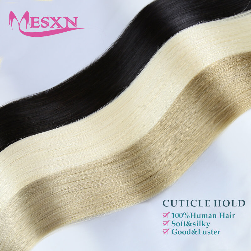 Taśma MESXN w przedłużanie włosów ludzkich włosów 100% prawdziwa taśma naturalne włosy wątek niewidoczne miękkie 10 szt. 16 "-24" czarna brązowa blondynka