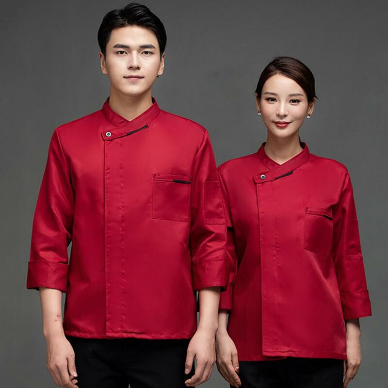 Colletto alla coreana giacca da cuoco da uomo manica lunga camicia da cuoco grembiule cappello da forno cappotto da cucina Unisex abbigliamento da pasticceria abbigliamento da lavoro