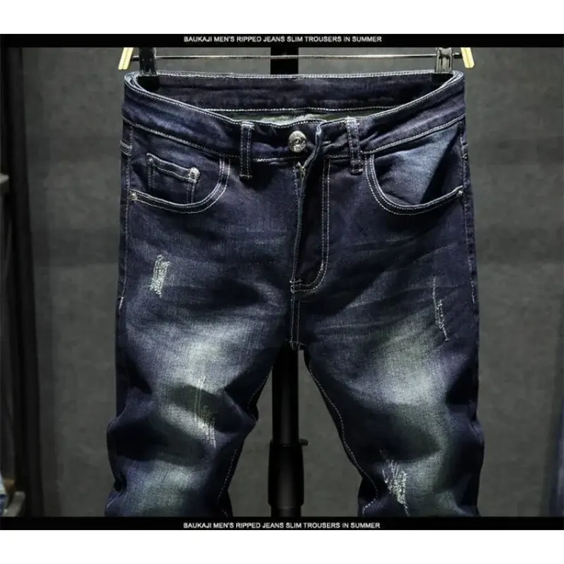 Neue Frühling Herbst Koreanische Mode Stretch Denim Jungen Boyfriend-Jeans Designer Kleidung Dünne Hosen Männlich Schlank Blau Zerrissene Hosen