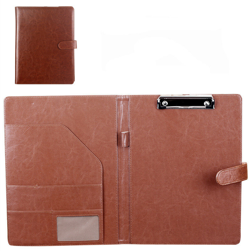 A4 Folder Board Clipboard PU Leather Multifunctional Transparent Insert Flip Anti Slip Writing Pad Storage Organizer Holder