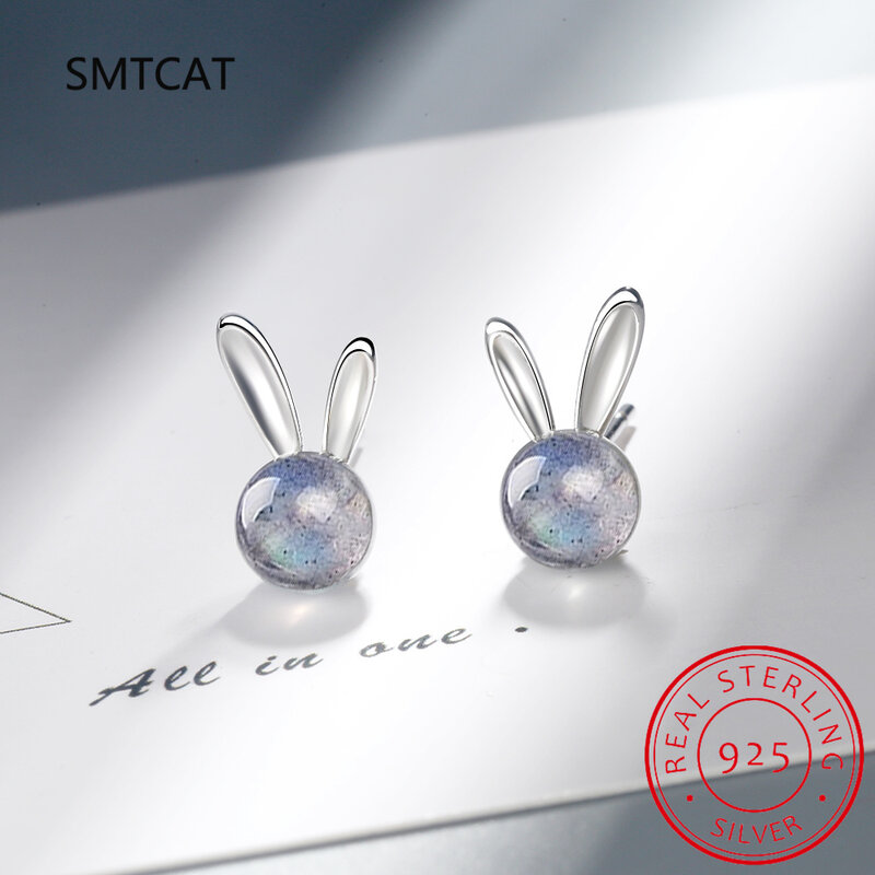 Girls 925 Sterling Silver Sweet Romantic Rabbit Stud Earrings for Women Daddy's Girl Birthyday Gift Jewelry DS4077