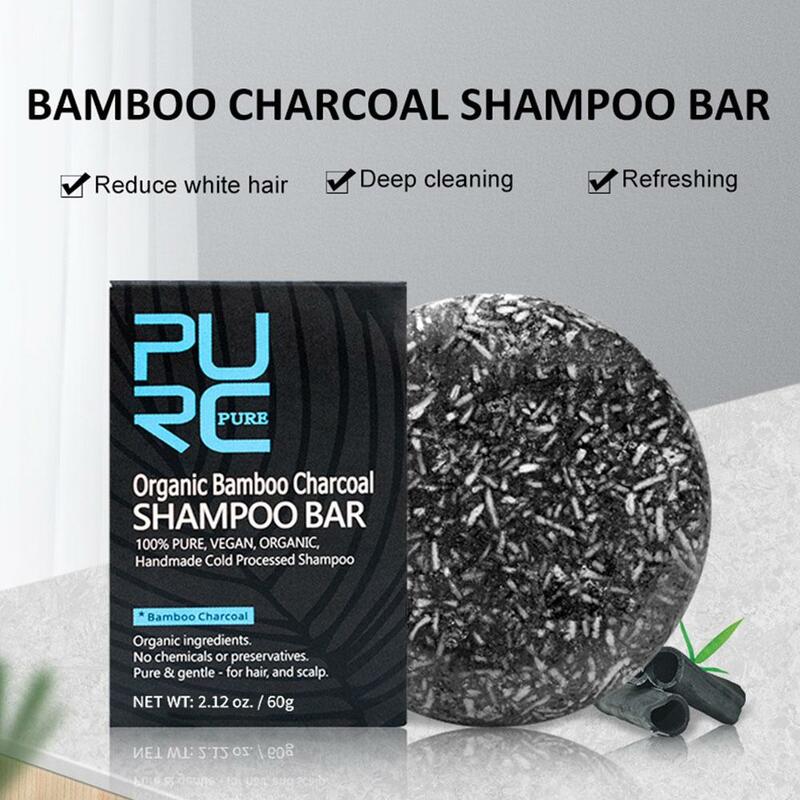 Bamboo Charcoal Clean Detox Shampoo Soap Bar Repair Scalp Dye Gray Hair Hair Treatment Nourishing 60g Color White Treatment M7B8