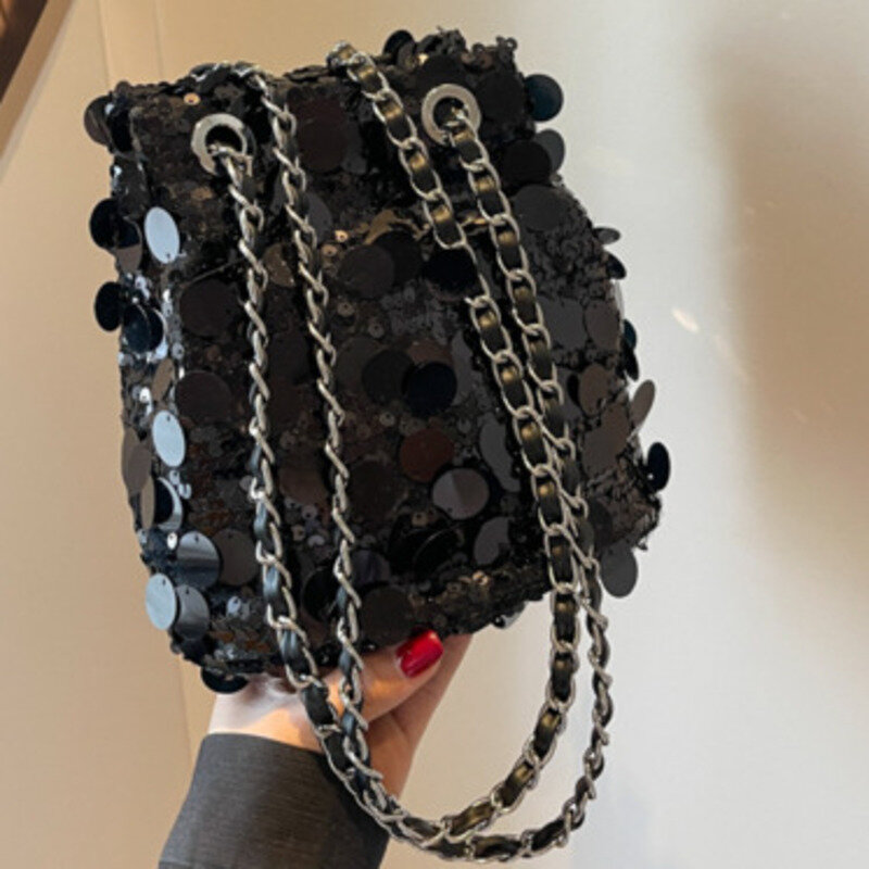 Pojedynczy uniwersalny klasyczna torba na ramię styl Bling Bucket Crossbody torebka na co dzień dla kobiet wysokiej jakości Messenger luksusowy damski