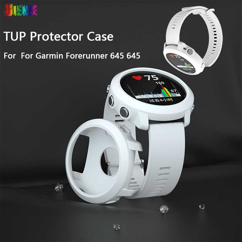 UIENIE TUP Protective Case Smart Watch For  For Garmin Forerunner 645 645 Silicone Music Bracelet Screen Protector Shell Frame