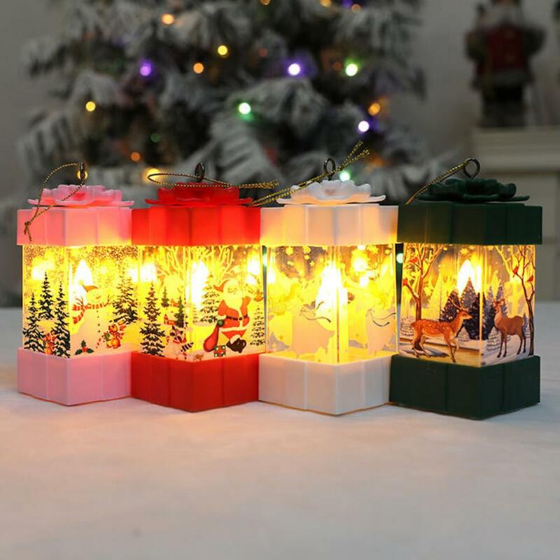 Natale Led Light Festive Holiday Decor Vintage babbo natale renna pupazzo di neve lanterna portatile candela senza fiamma per natale