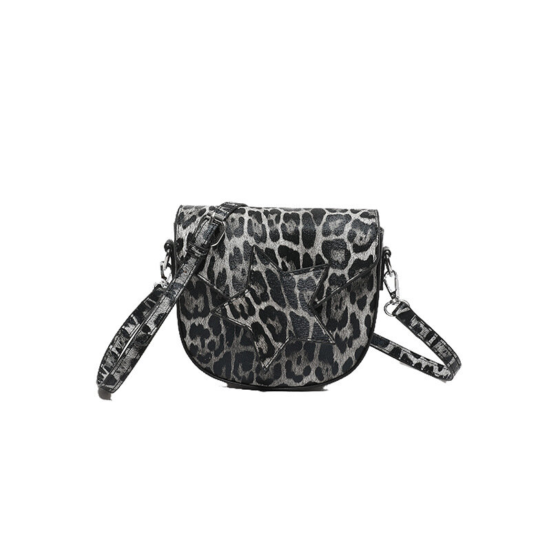 Bolsa feminina de couro PU, bolsa de ombro elegante, bolsa tiracolo com estampa de leopardo, alças ajustáveis, nova moda, 2024