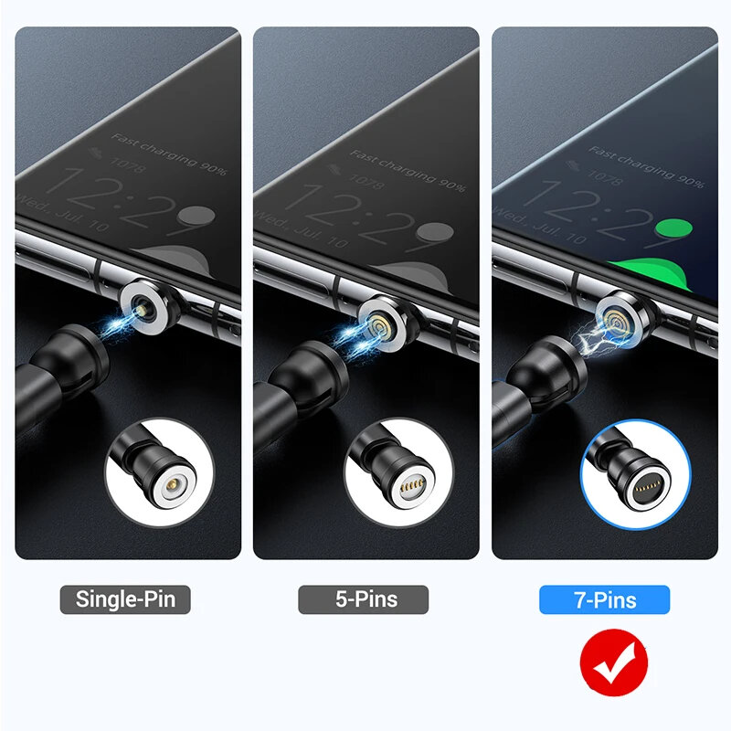Nmobile-dicas magnéticas para iphone, cabo magnético tipo c, micro usb, carregamento rápido, peça de reposição para iphone, 7pin