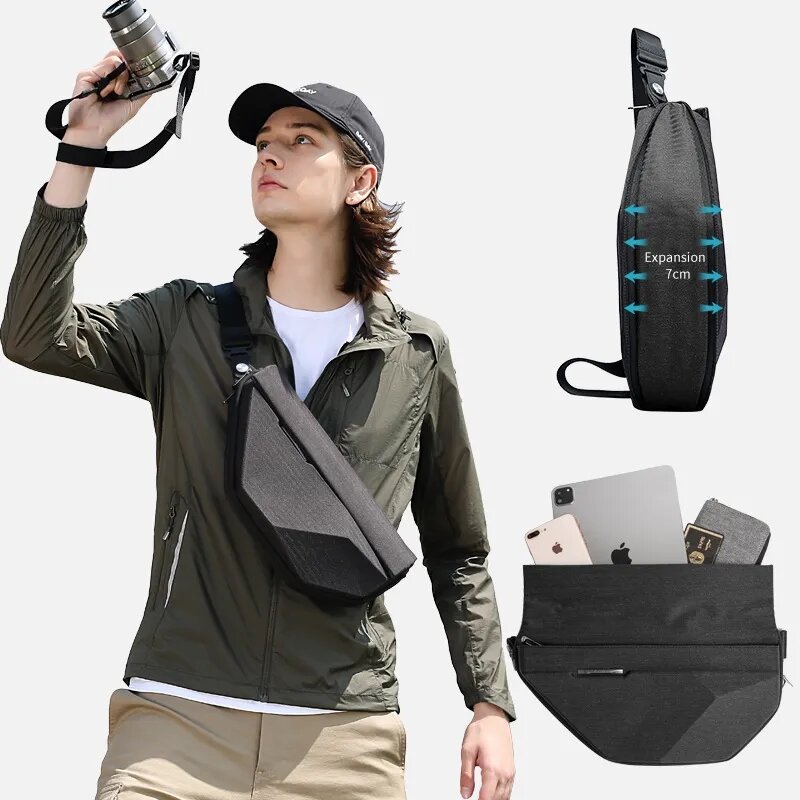 BANGE Cross Man Anti-theft Bag  Multifunction Hard Shoulder Bags Messenger Chest Sling Crossbody Bags Travel For 7.9 inch iPad