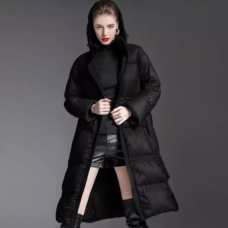 2022 New Winter Women Long Duck Puffer Hoodies Windproof Coats Fashion Casual Ladies Ski Coats