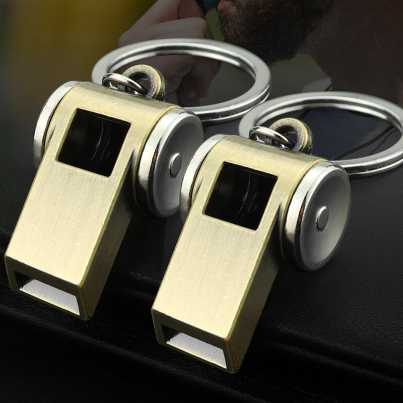Gold Key Whistle com construção metálica, fácil de transportar e durável Survival Whistle, leve conveniente