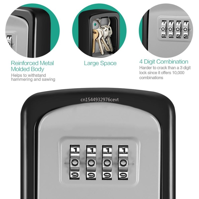 Cassetta di sicurezza per chiavi cassetta di sicurezza per chiavi a parete in acciaio inossidabile resistente alle intemperie con 4 chiavi a combinazione per uso interno ed esterno