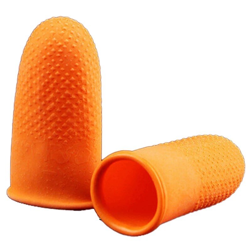 100 buah karet antiselip sarung jari oranye sarung jari pelindung sekali pakai untuk perbaikan elektronik mudah digunakan