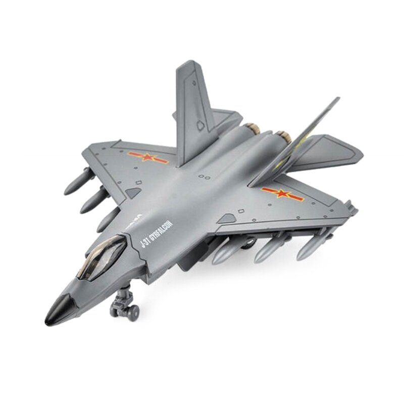 Avión combate fundido a presión con mecanismo retroceso, avión a reacción juguete para niños, bombarderos Fuerza