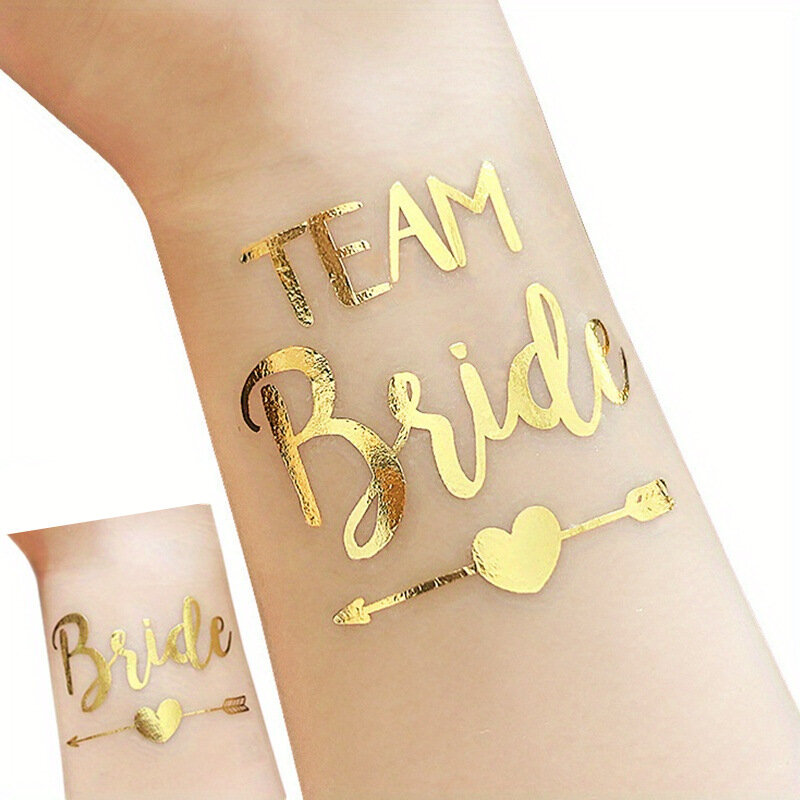 24pcs Golden Bride & Team Bride Tattoo Sticker for Bachelorette Party Decoration Girl Hen Party Wedding Bridal Shower Supplies