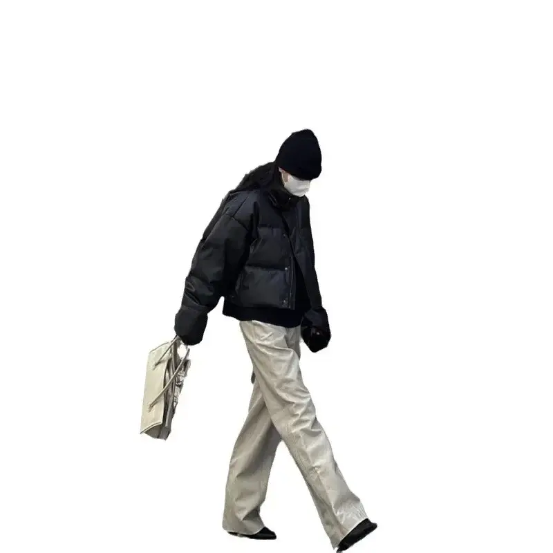 Женское короткое пальто с кожаной подкладкой, теплое однотонное Свободное пальто на молнии с воротником-стойкой и пуговицами, уличная одежда, зима 2023