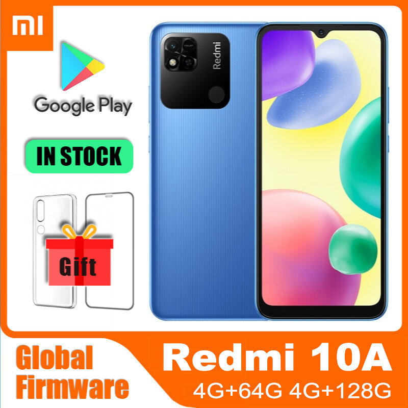 Ponsel cerdas rom Global Xiaomi Redmi 10A, ponsel pintar edisi internasional 4GB 64GB